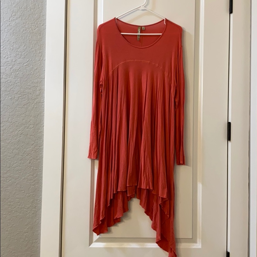 Coral long sleeve over size top...Size small